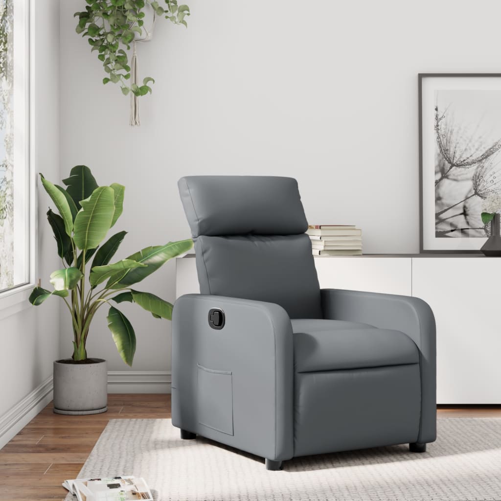 Fauteuil verstelbaar kunstleer grijs is nu te koop bij PeponiXL, paradijselijk wonen!