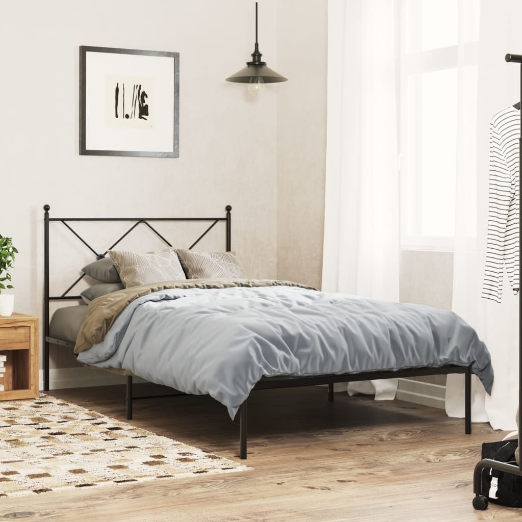 Bedframe met hoofdbord metaal zwart 107x203 cm is nu te koop bij PeponiXL, paradijselijk wonen!