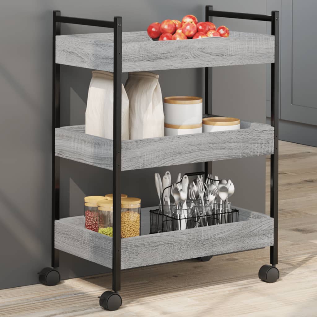 Keukentrolley 50x30x70 cm bewerkt hout grijs sonoma eikenkleur is nu te koop bij PeponiXL, paradijselijk wonen!