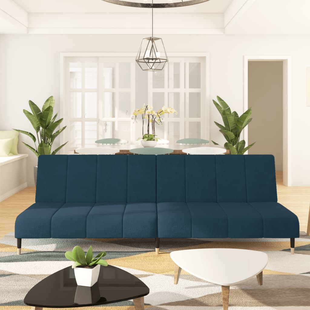 Slaapbank 2-zits fluweel blauw is nu te koop bij PeponiXL, paradijselijk wonen!