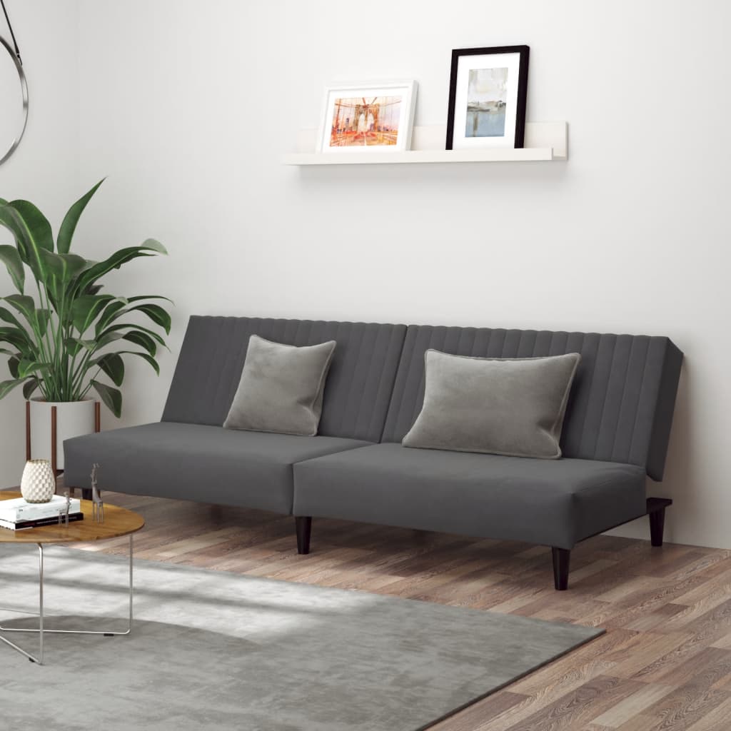 Slaapbank 2-zits fluweel donkergrijs is nu te koop bij PeponiXL, paradijselijk wonen!