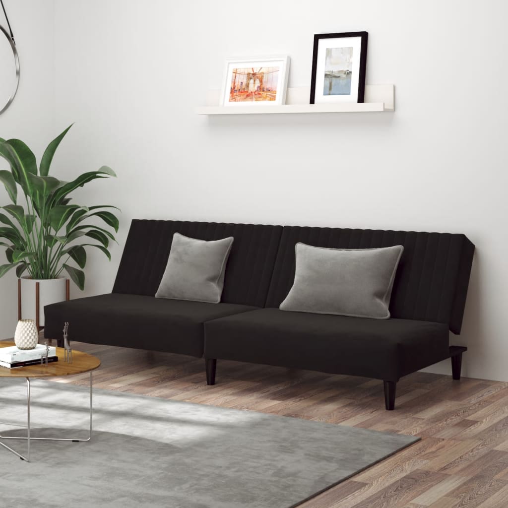 Slaapbank 2-zits fluweel zwart is nu te koop bij PeponiXL, paradijselijk wonen!