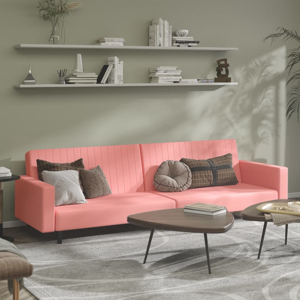 Slaapbank 2-zits fluweel roze is nu te koop bij PeponiXL, paradijselijk wonen!