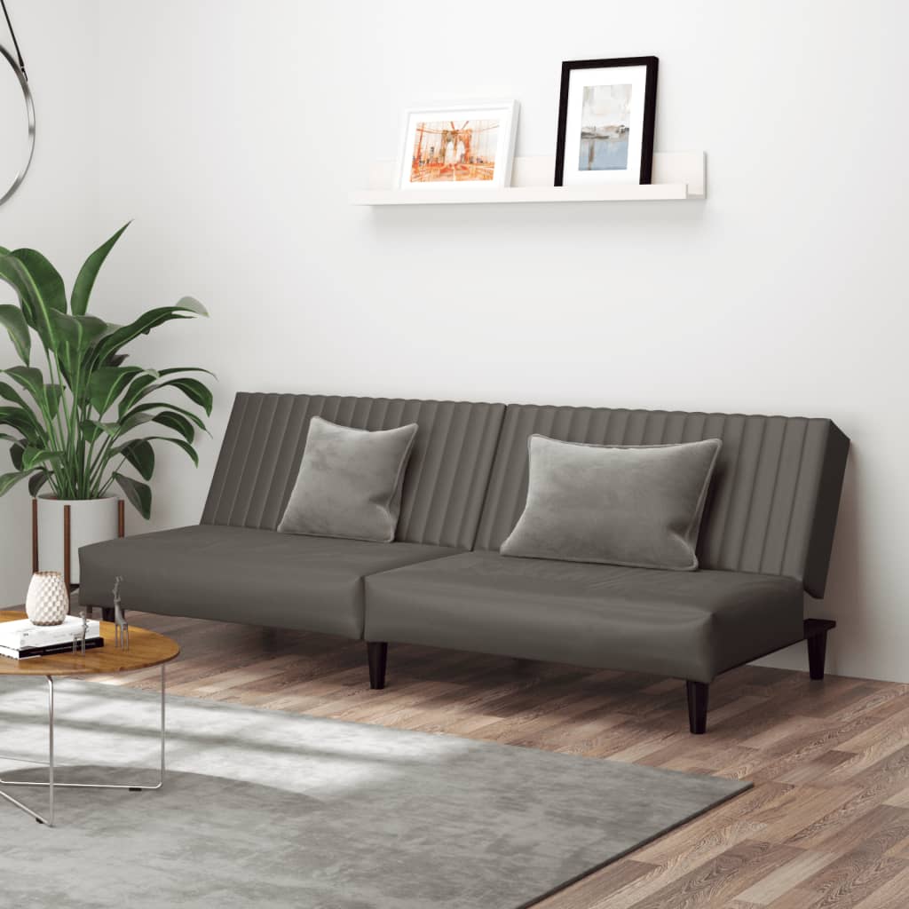 Slaapbank 2-zits kunstleer grijs is nu te koop bij PeponiXL, paradijselijk wonen!