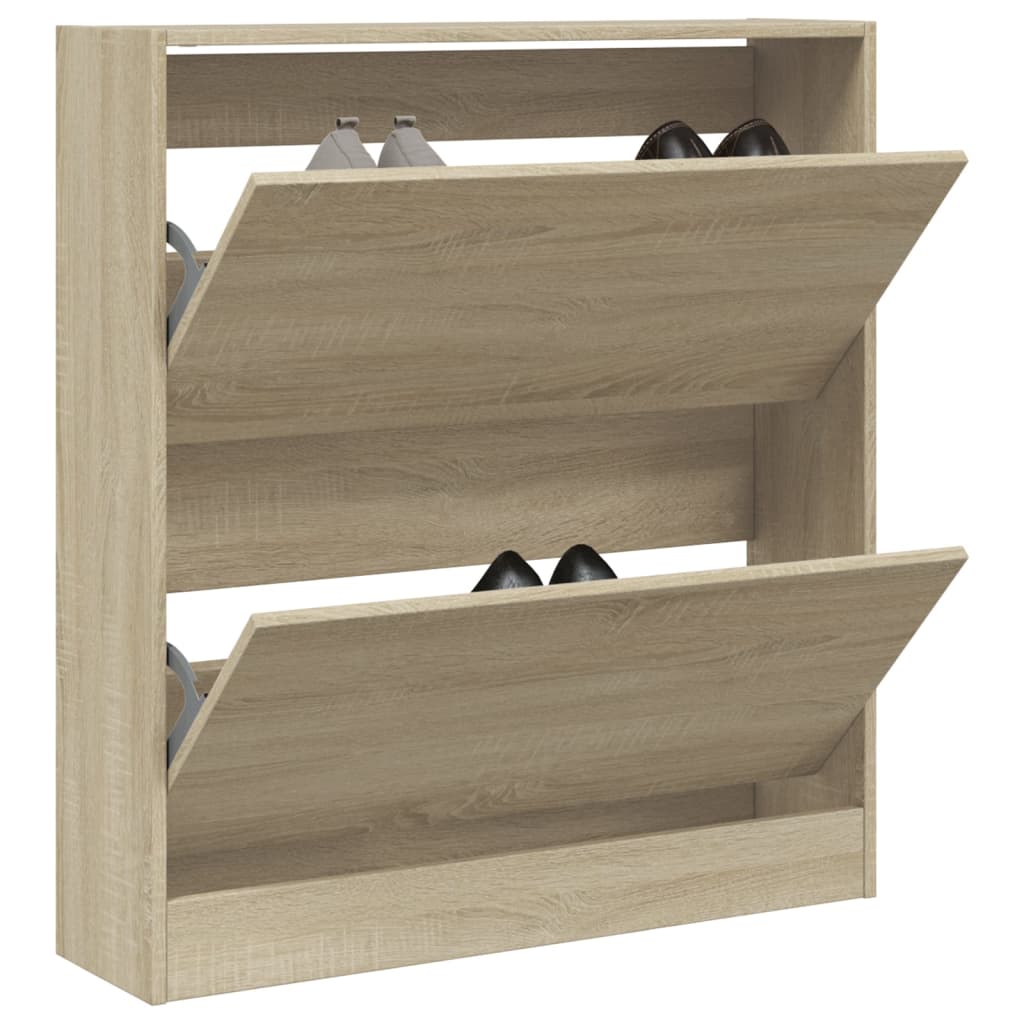 Schoenenkast 80x21x87,5 cm bewerkt hout sonoma eikenkleurig is nu te koop bij PeponiXL, paradijselijk wonen!
