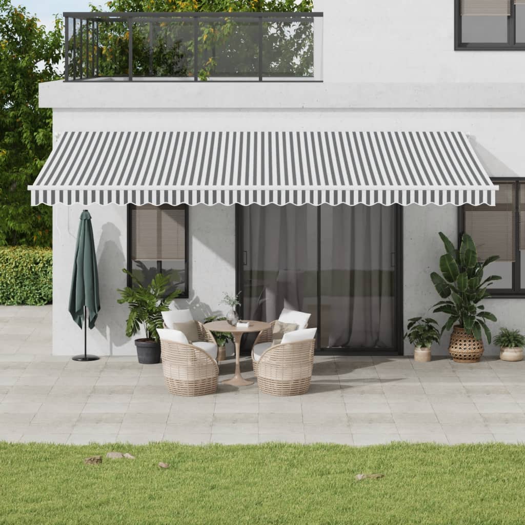 Luifel handmatig uittrekbaar 600x350 cm antraciet en wit is nu te koop bij PeponiXL, paradijselijk wonen!