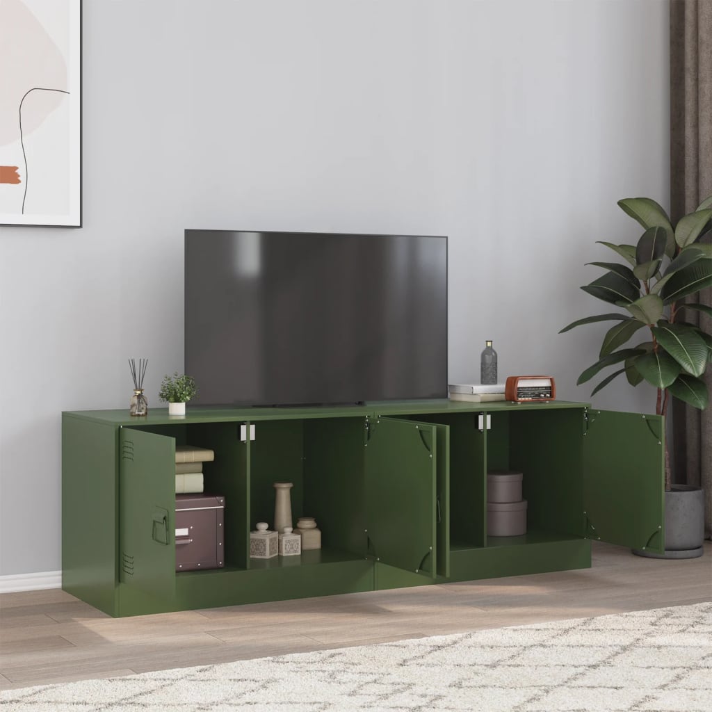 Tv-meubelen 2 st 67x39x44 cm staal olijfgroen is nu te koop bij PeponiXL, paradijselijk wonen!