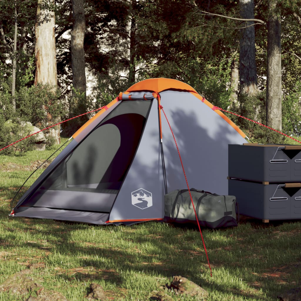 Koepeltent 2-persoons waterdicht grijs en oranje is nu te koop bij PeponiXL, paradijselijk wonen!