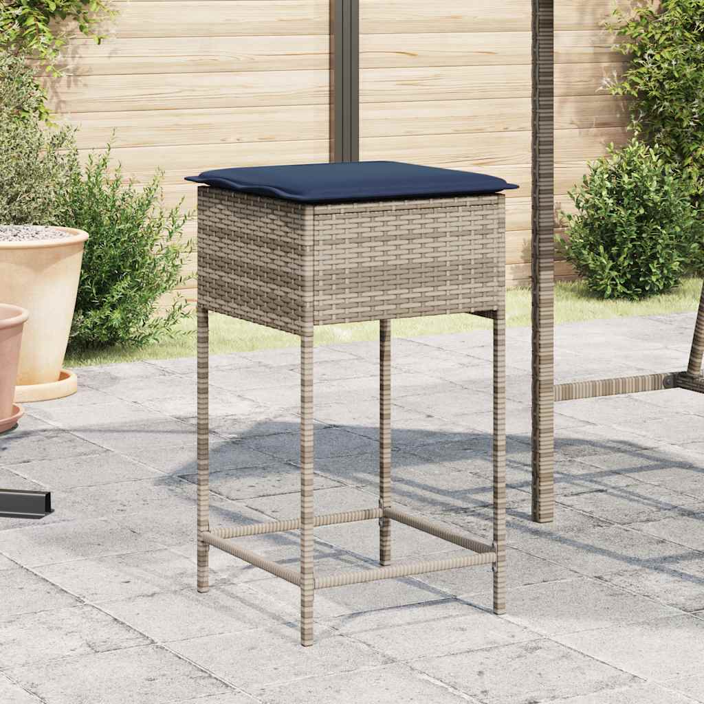 Tuinbarkrukken met kussens 2 stuks grijs polyrotan is nu te koop bij PeponiXL, paradijselijk wonen!