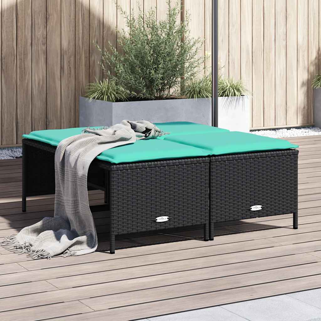 Tuinstoelen met kussens 4 stuks zwart polyrotan is nu te koop bij PeponiXL, paradijselijk wonen!