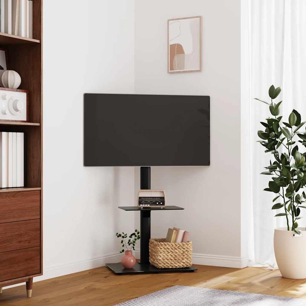 Tv-standaard hoekmodel 2-laags voor 32-65 inch zwart is nu te koop bij PeponiXL, paradijselijk wonen!
