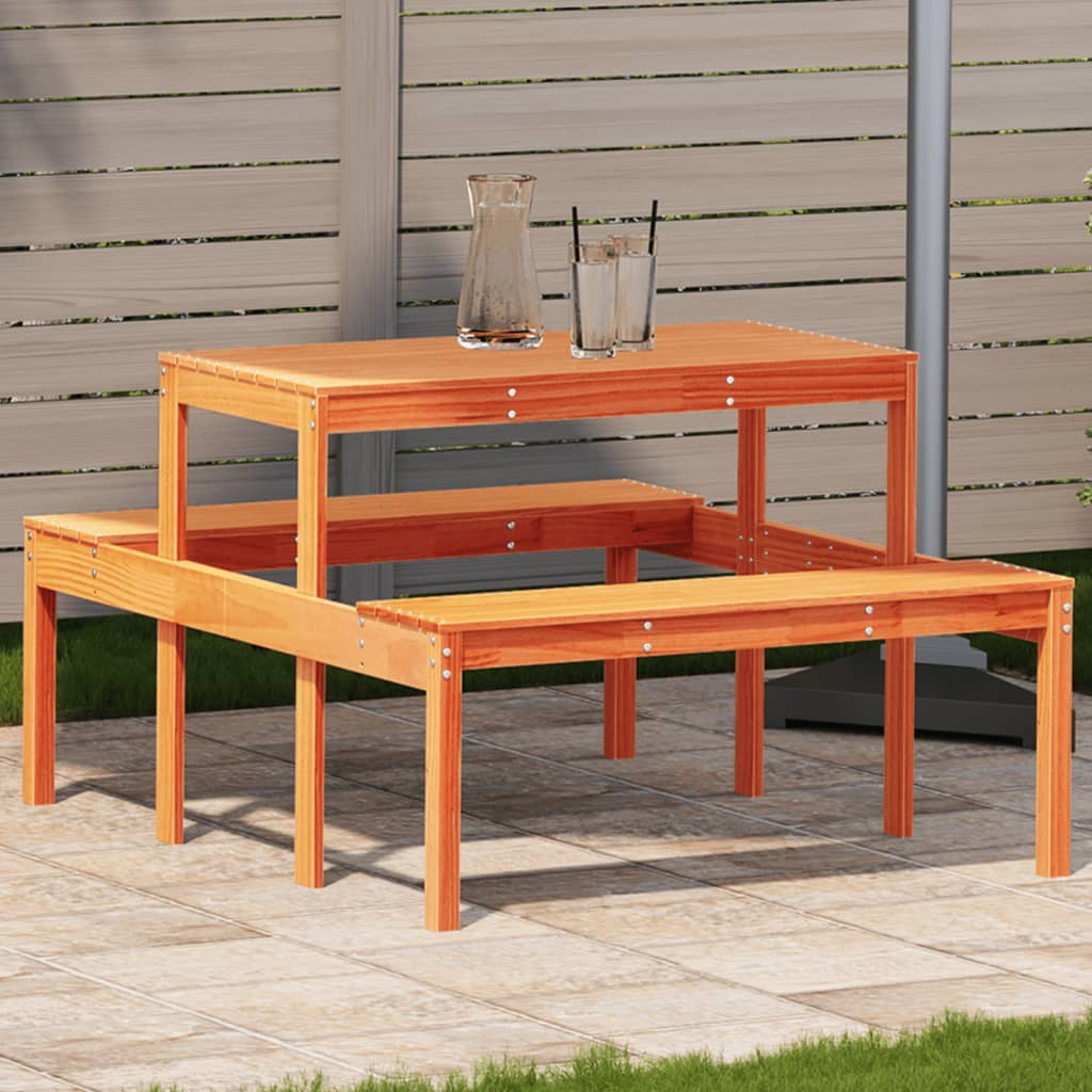 Picknicktafel 110x134x75 cm massief grenenhout wasbruin is nu te koop bij PeponiXL, paradijselijk wonen!
