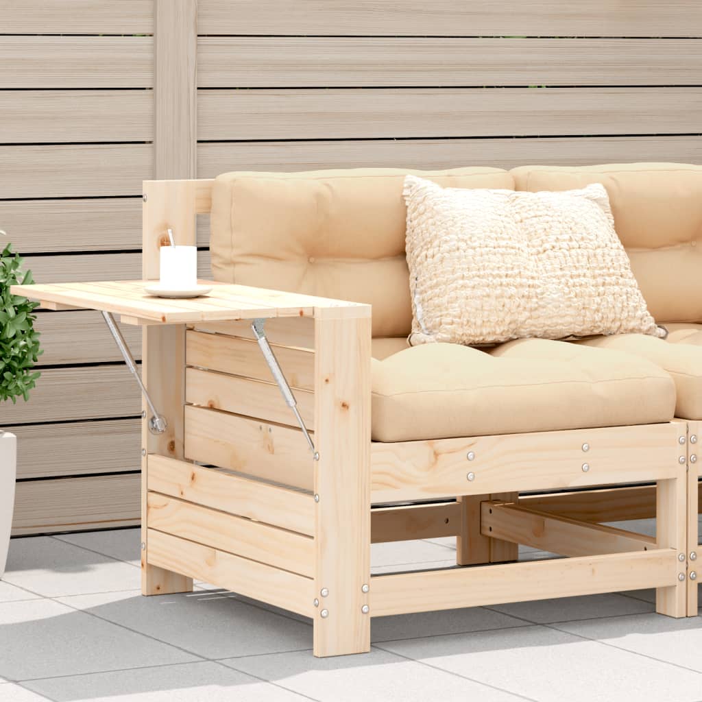 Tuinbank met armleuning en kussen massief grenenhout is nu te koop bij PeponiXL, paradijselijk wonen!