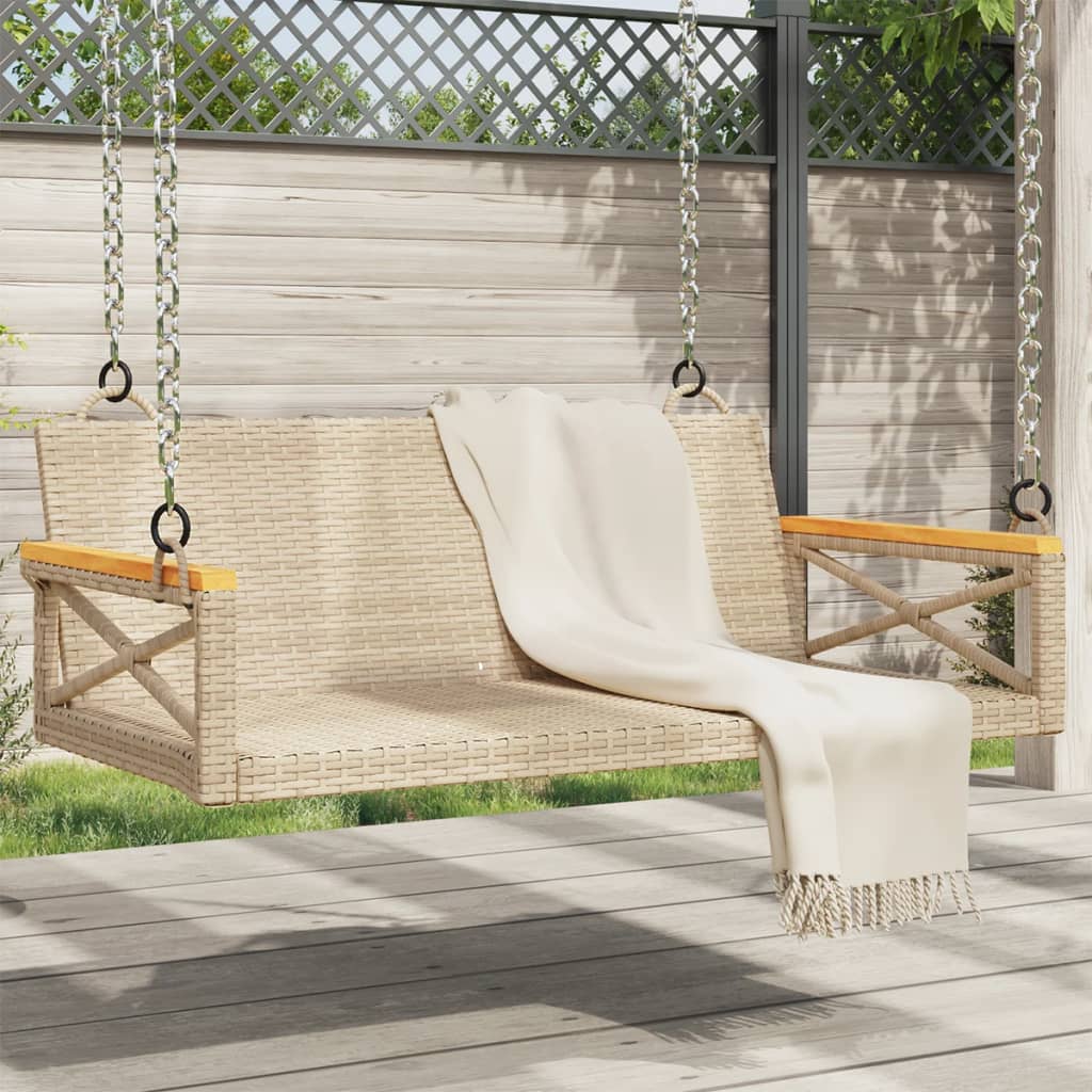 Schommelbank 109x62x40 cm poly rattan beige is nu te koop bij PeponiXL, paradijselijk wonen!