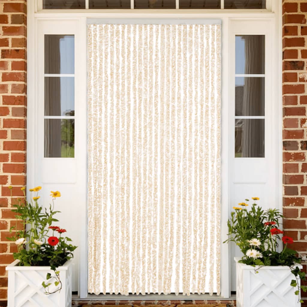 Vliegengordijn 100x220 cm chenille beige en wit is nu te koop bij PeponiXL, paradijselijk wonen!