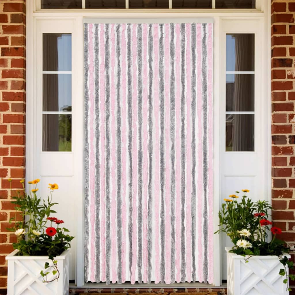 Vliegengordijn 100x200 cm chenille zilvergrijs en roze is nu te koop bij PeponiXL, paradijselijk wonen!