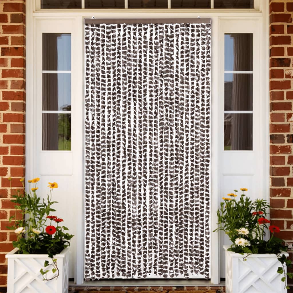 Vliegengordijn 100x200 cm chenille bruin en wit is nu te koop bij PeponiXL, paradijselijk wonen!
