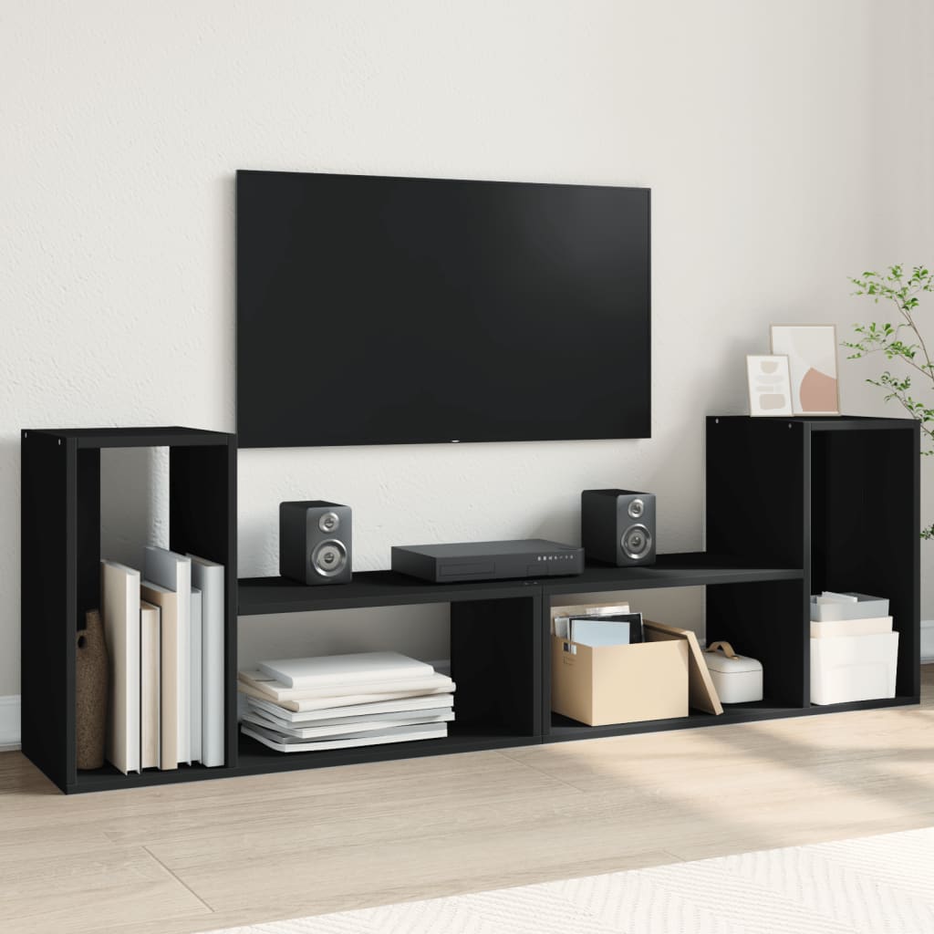 Tv-meubelen 2 st 75x30x50 cm bewerkt hout zwart is nu te koop bij PeponiXL, paradijselijk wonen!