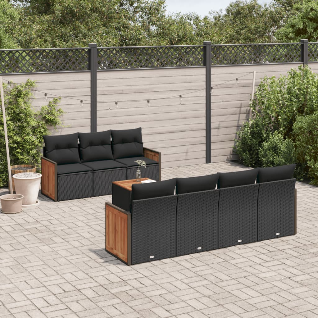 8-delige Loungeset met kussens poly rattan zwart is nu te koop bij PeponiXL, paradijselijk wonen!