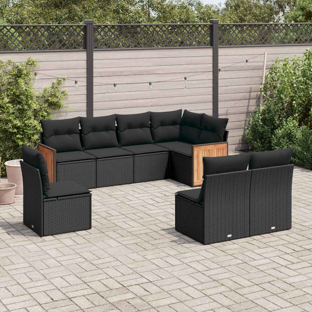 8-delige Loungeset met kussens poly rattan zwart is nu te koop bij PeponiXL, paradijselijk wonen!
