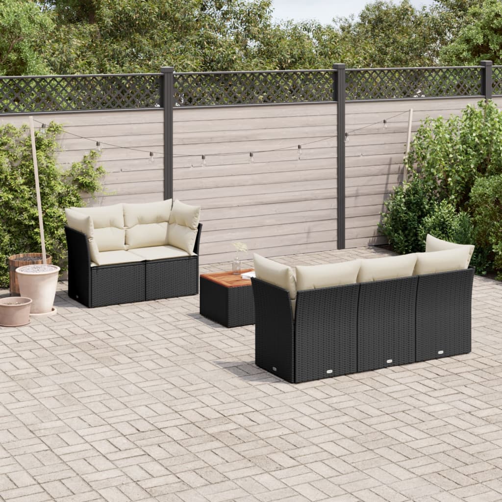 6-delige Loungeset met kussens poly rattan zwart is nu te koop bij PeponiXL, paradijselijk wonen!