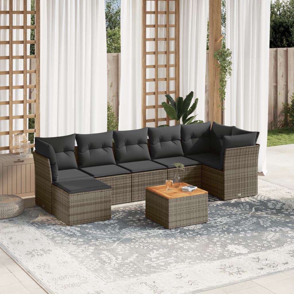 8-delige Loungeset met kussens poly rattan grijs is nu te koop bij PeponiXL, paradijselijk wonen!