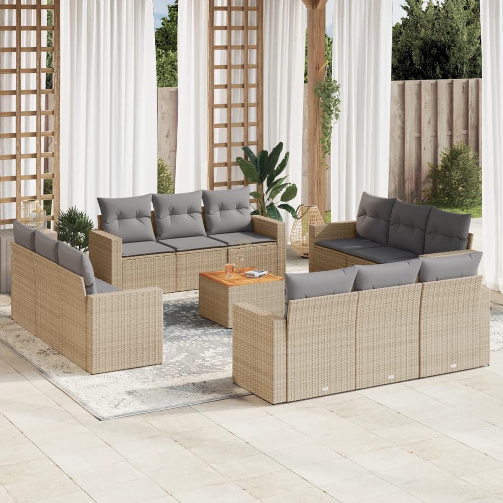 13-delige Loungeset met kussens poly rattan beige is nu te koop bij PeponiXL, paradijselijk wonen!