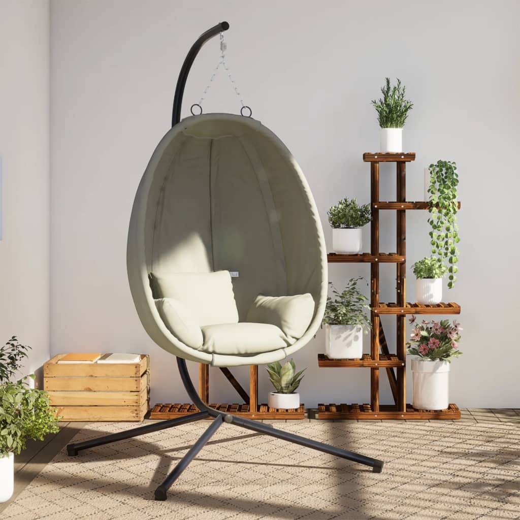 Hangstoel met standaard stof en staal beige is nu te koop bij PeponiXL, paradijselijk wonen!