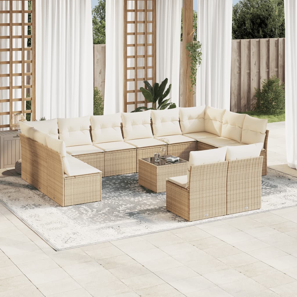 13-delige Loungeset met kussens poly rattan beige is nu te koop bij PeponiXL, paradijselijk wonen!