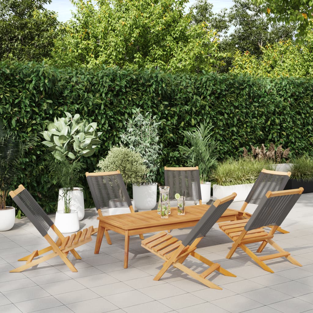 Tuinstoelen 6 st inklapbaar massief acaciahout grijs is nu te koop bij PeponiXL, paradijselijk wonen!