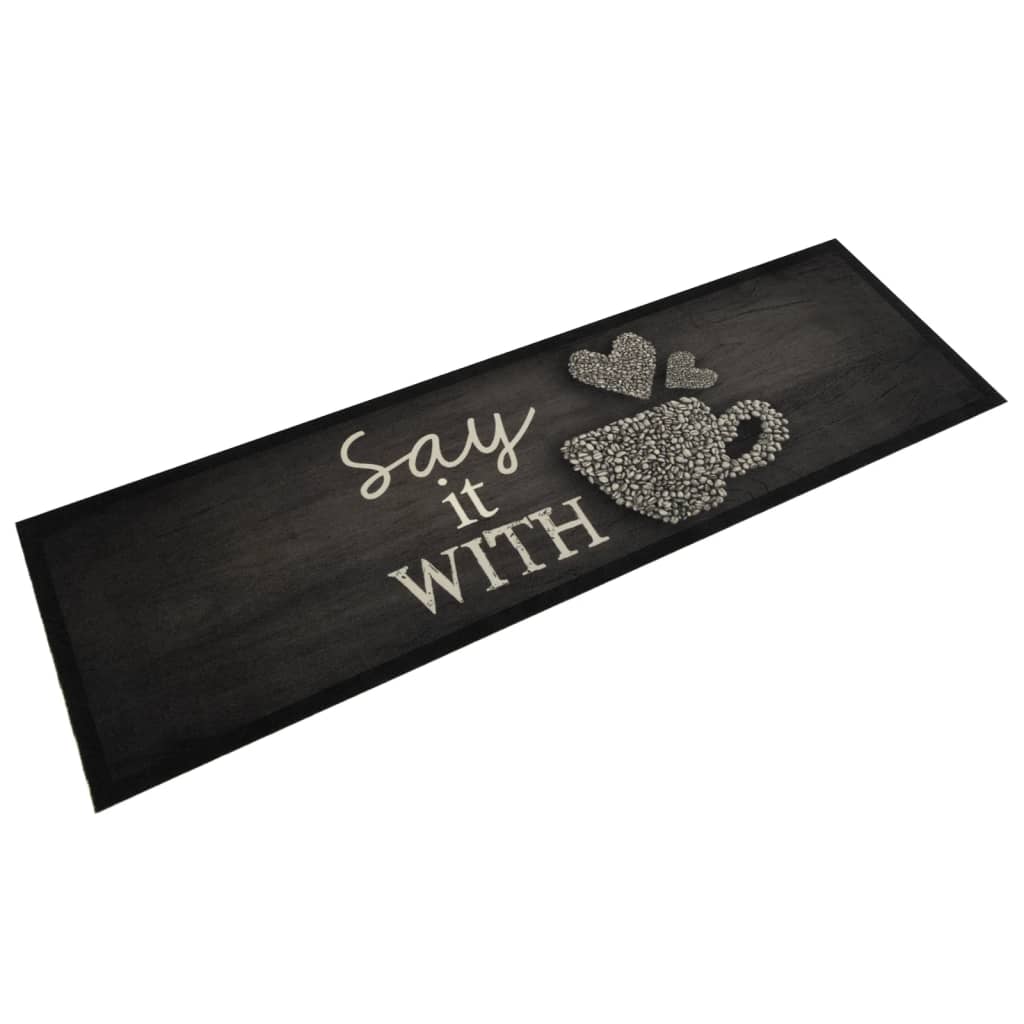 Keukenmat wasbaar kopjeprint 45x150 cm fluweel zwart is nu te koop bij PeponiXL, paradijselijk wonen!