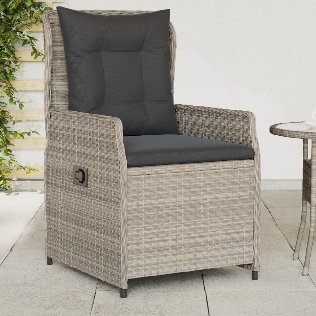 Tuinstoelen 2 st verstelbaar poly rattan lichtgrijs is nu te koop bij PeponiXL, paradijselijk wonen!