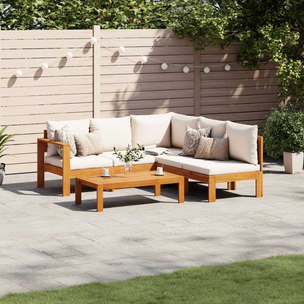 4-delige Loungeset met kussens massief acaciahout is nu te koop bij PeponiXL, paradijselijk wonen!