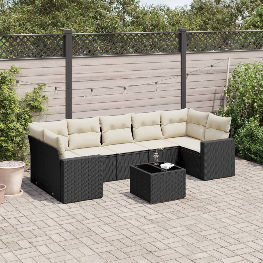 8-delige Loungeset met kussens poly rattan zwart is nu te koop bij PeponiXL, paradijselijk wonen!