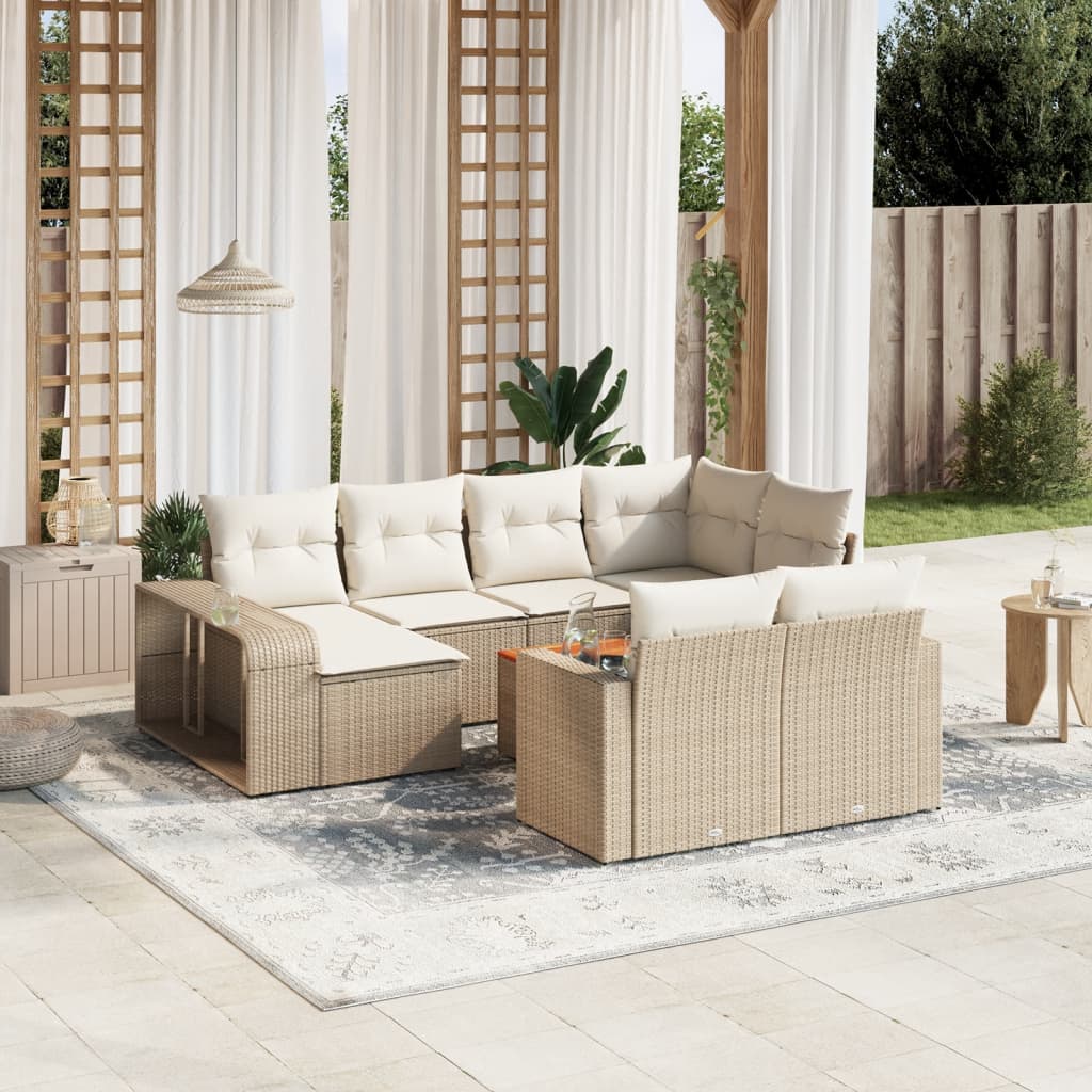 11-delige Tuinset met kussens poly rattan beige is nu te koop bij PeponiXL, paradijselijk wonen!