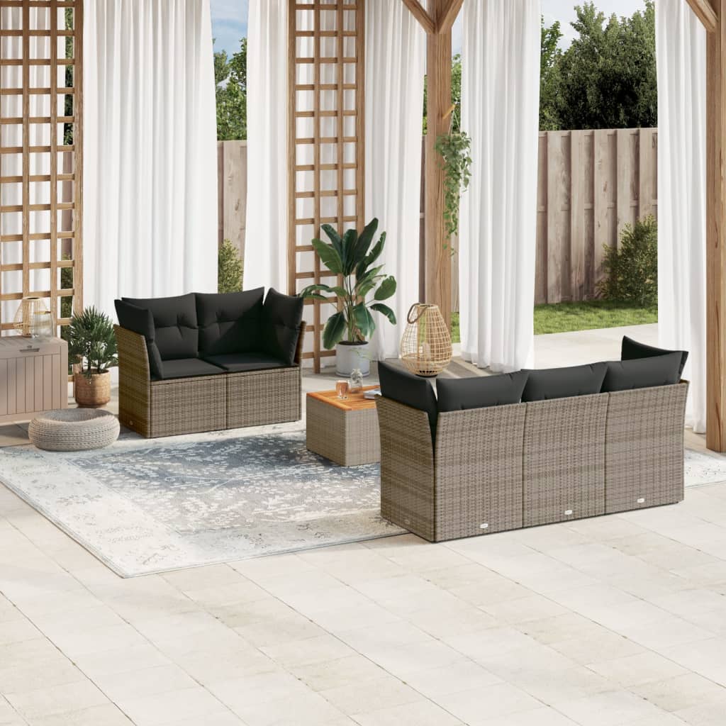 6-delige Loungeset met kussens poly rattan grijs is nu te koop bij PeponiXL, paradijselijk wonen!