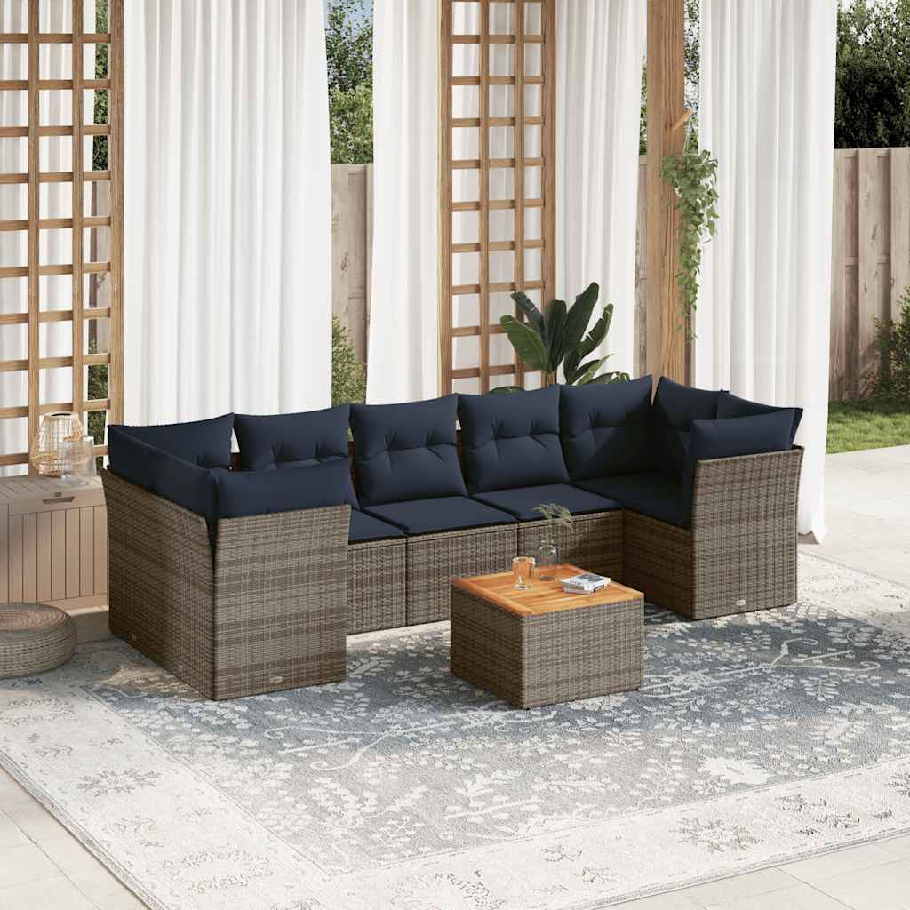 8-delige Loungeset met kussens poly rattan grijs is nu te koop bij PeponiXL, paradijselijk wonen!