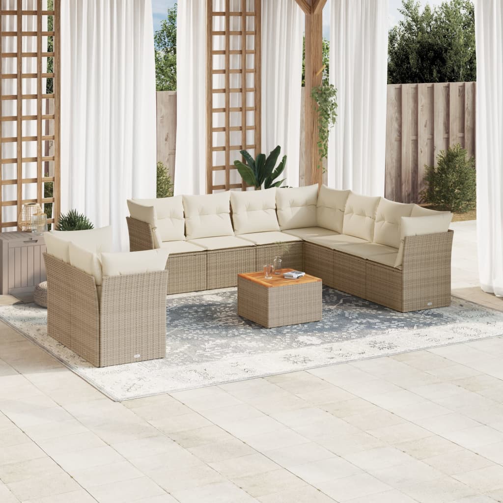 11-delige Tuinset met kussens poly rattan beige is nu te koop bij PeponiXL, paradijselijk wonen!