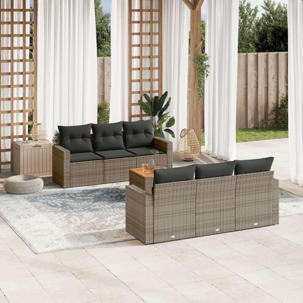 7-delige Loungeset met kussens poly rattan grijs is nu te koop bij PeponiXL, paradijselijk wonen!