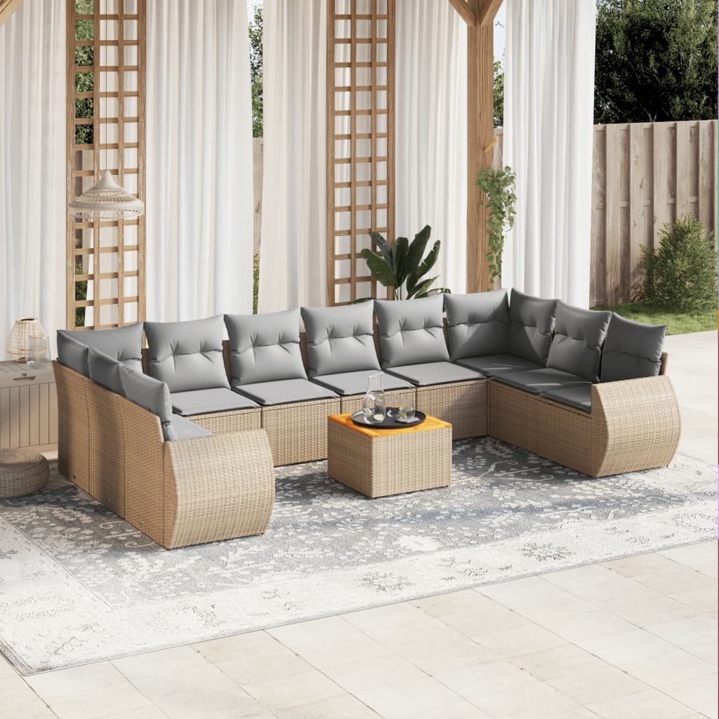 11-delige Tuinset met kussens poly rattan beige is nu te koop bij PeponiXL, paradijselijk wonen!