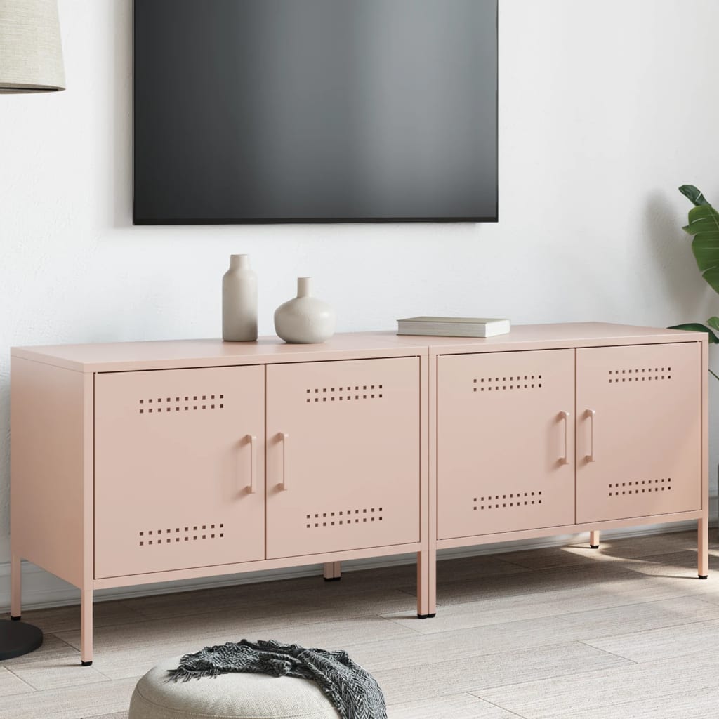 Tv-meubelen 2 st 68x39x50,5 cm staal roze is nu te koop bij PeponiXL, paradijselijk wonen!