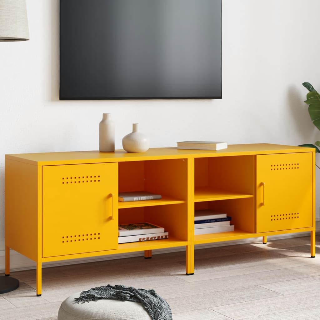 Tv-meubelen 2 st 68x39x50,5 cm staal mosterdgeel is nu te koop bij PeponiXL, paradijselijk wonen!