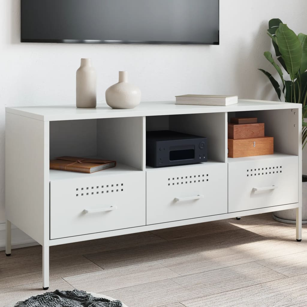 Tv-meubel 100,5x39x50,5 cm staal wit is nu te koop bij PeponiXL, paradijselijk wonen!