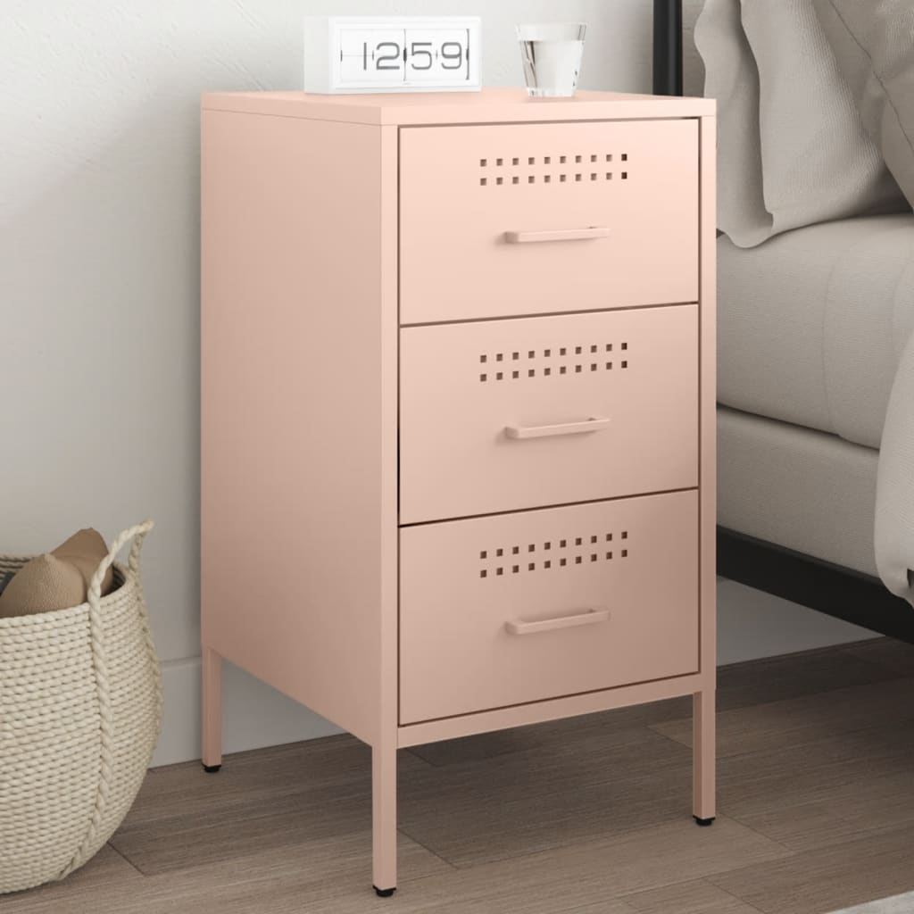 Nachtkastje 36x39x68 cm staal roze is nu te koop bij PeponiXL, paradijselijk wonen!