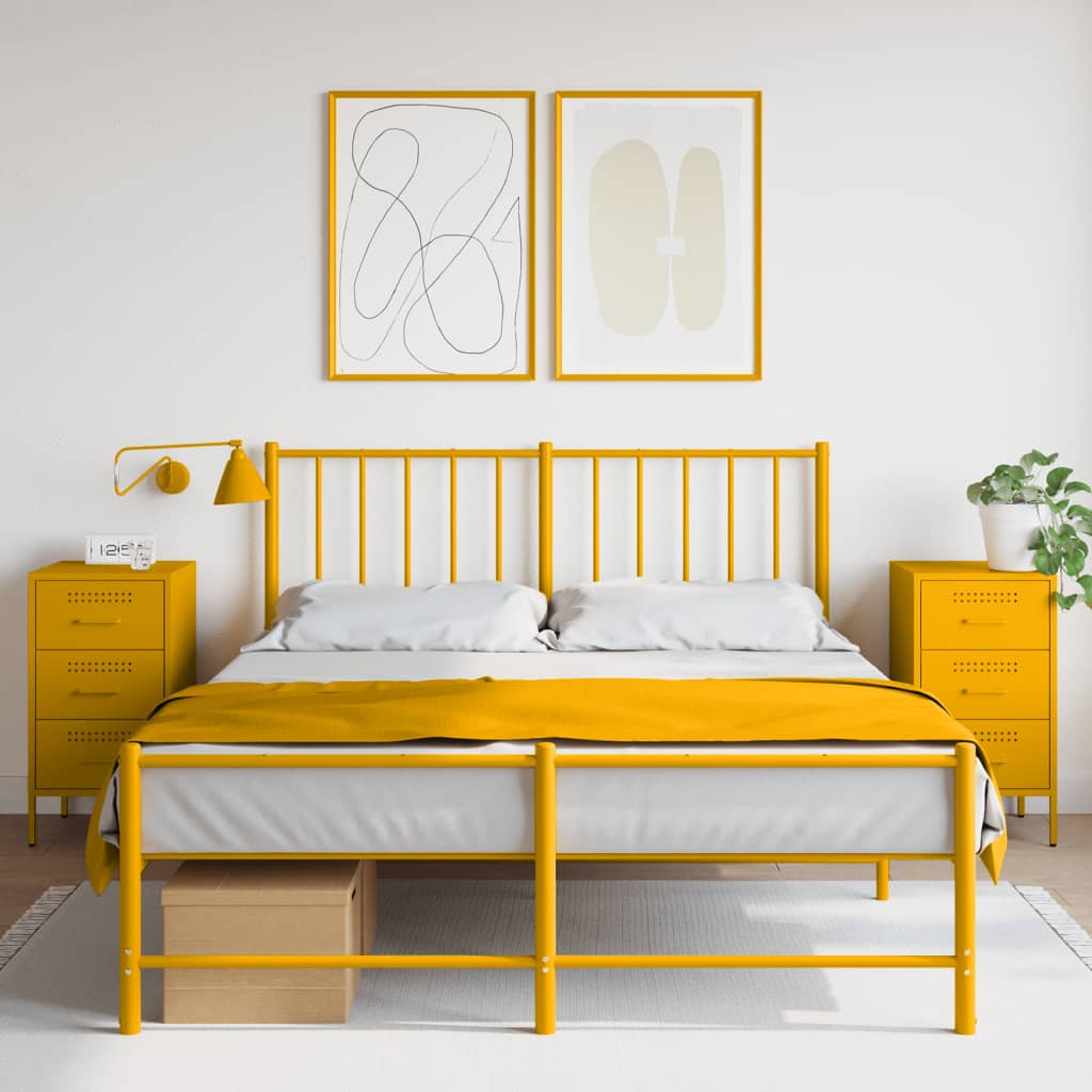 Nachtkastjes 2 st 36x39x68 cm staal mosterdgeel is nu te koop bij PeponiXL, paradijselijk wonen!