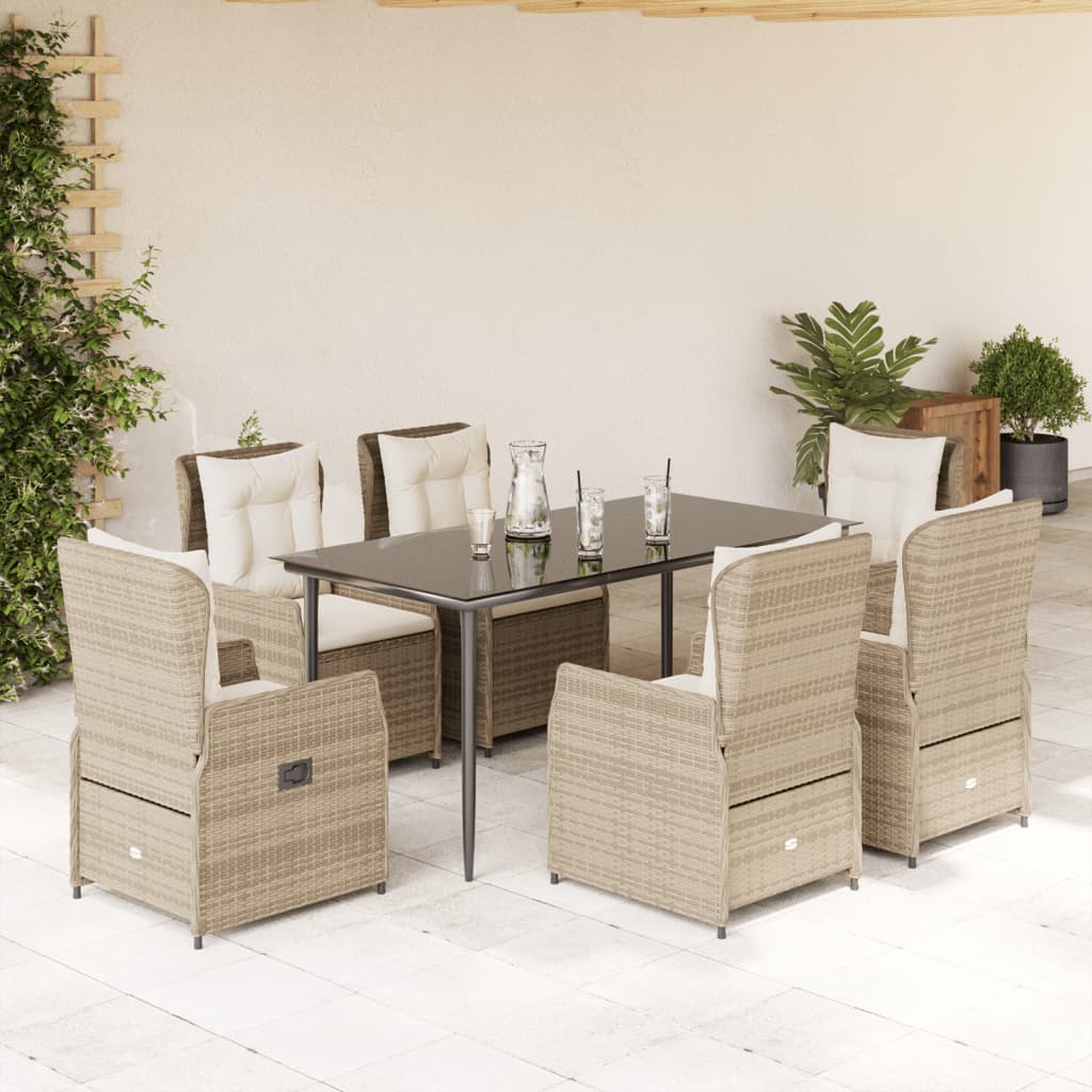 7-delige Tuinset met kussens poly rattan beige is nu te koop bij PeponiXL, paradijselijk wonen!
