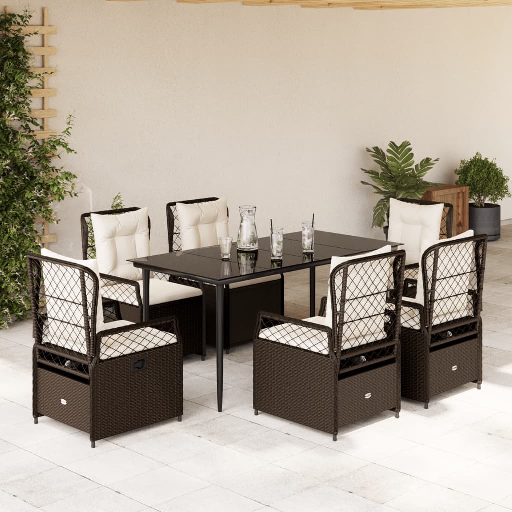 7-delige Tuinset met kussens poly rattan bruin is nu te koop bij PeponiXL, paradijselijk wonen!