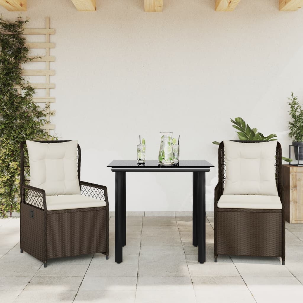 3-delige Tuinset met kussens poly rattan bruin is nu te koop bij PeponiXL, paradijselijk wonen!