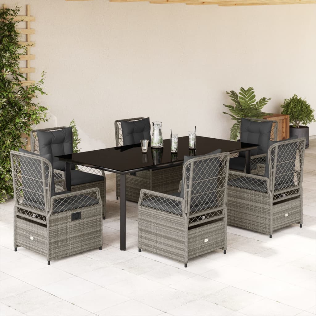 7-delige Tuinset met kussens poly rattan grijs is nu te koop bij PeponiXL, paradijselijk wonen!