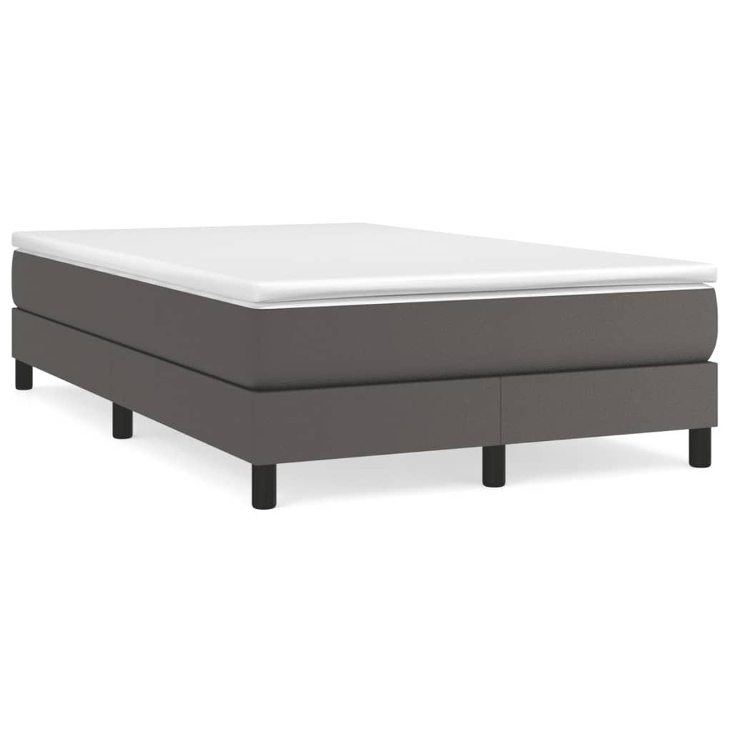 Boxspring met matras kunstleer grijs 120x190 cm is nu te koop bij PeponiXL, paradijselijk wonen!